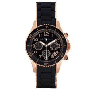 Marc Jacobs Rock Chronograph Black Dial Black Silicone Strap Watch