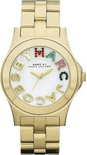 Marc Jacobs Rivera White Dial Gold Steel Strap Watch for Women - MBM3137