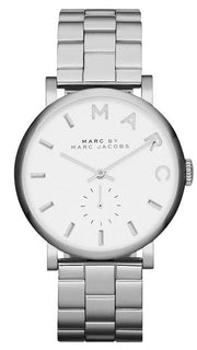 Marc Jacobs Baker White Dial Silver Steel Strap Watch for Women - MBM3242