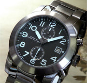 Marc Jacobs Larry Chronograph Black Dial Grey Steel Strap Watch for Men - MBM5051
