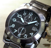 Marc Jacobs Larry Chronograph Black Dial Grey Steel Strap Watch for Men - MBM5051