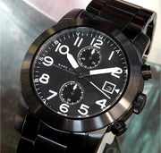 Marc Jacobs Larry Chronograph Black Dial Gunmetal Grey Steel Strap Watch for Men - MBM5031