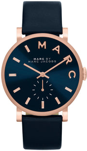 Marc Jacobs Baker Navy Blue Dial Navy Blue Leather Strap Watch for Women - MBM1329