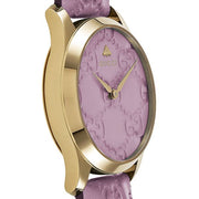 Gucci G Timeless Quartz Lilac Dial Lilac Leather Strap Watch For Women - YA1264098