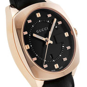 Gucci GG2570 Quartz Black Dial Black Leather Strap Watch For Men - YA142309