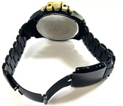 Diesel Mega Chief Chronograph Gold Dial Black Steel Strap Watch For Men - DZ4485