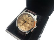 Emporio Armani Valente Chronograph Brown Dial Brown Leather Strap Watch For Men - AR1785