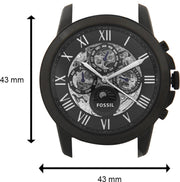 Fossil Grant Automatic Chronograph Black Dial Black Leather Strap Watch for Men - ME3028