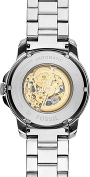 Fossil Grant Automatic Skeleton White Dial Two Tone Steel Strap Watch for Men - ME3112