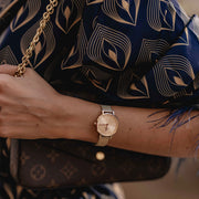Daniel Wellington Petite Rose Gold Dial Rose Gold Mesh Bracelet Watch For Women - DW00100471