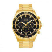 Guess Chaser Chronograph Black Dial Gold Steel Strap Watch for Men - W0170G2
