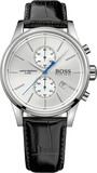 Hugo Boss Jet Chronograph White Dial Black Leather Strap Watch for Men - 1513282