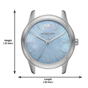 Michael Kors Runway Mercer Quartz Mother of Pearl Blue Dial Silver Steel Strap Watch For Women - MK6857