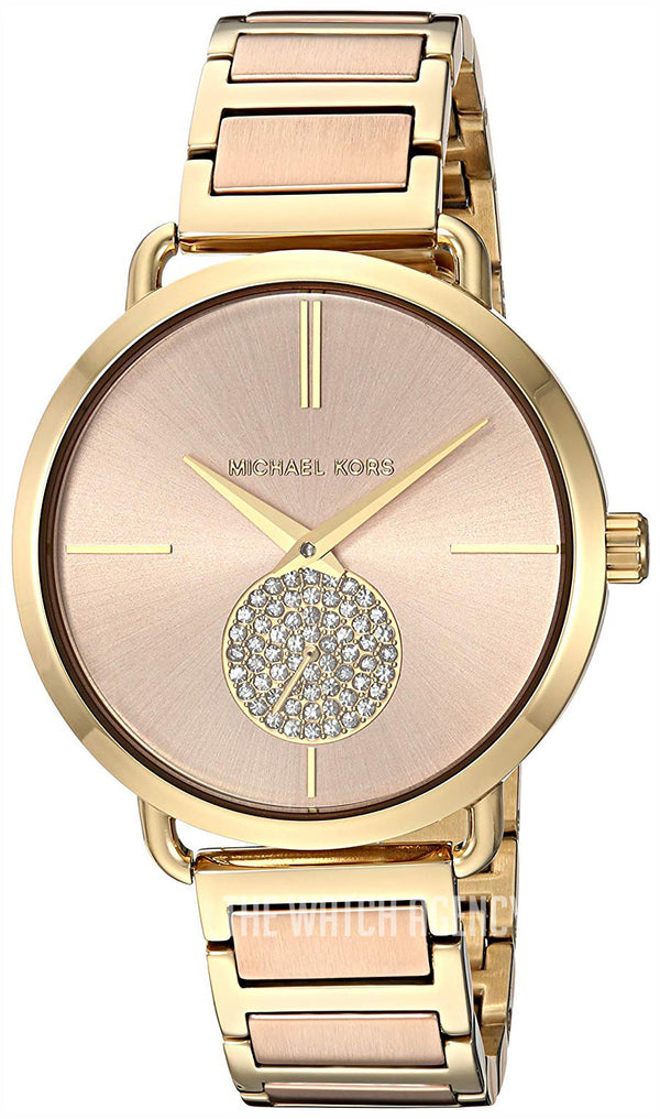 Michael Kors Portia Rose Gold Dial Two Tone Steel Strap Watch for Women - MK3706