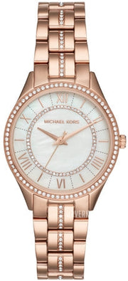Michael Kors Lauryn Mother of Pearl Dial Rose Gold Steel Strap Watch for Women - MK3716