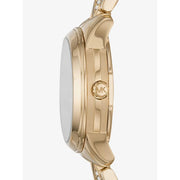Michael Kors Runway Mercer Analog Brown Dial Gold Steel Strap Watch For Women - MK6855