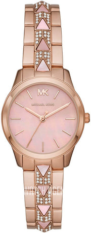 Michael Kors Runway Mother of Pearl Dial Rose Gold Steel Strap Watch For Women - MK6856