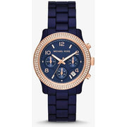 Michael Kors Runway Chronograph Blue Dial Blue Steel Strap Watch for Women - MK7423
