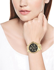 Michael Kors Bradshaw Black Dial Gold Steel Strap Watch for Women - MK5739