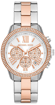Michael Kors Bryn Pavé White Dial Two Tone Steel Strap Watch For Women - MK7201