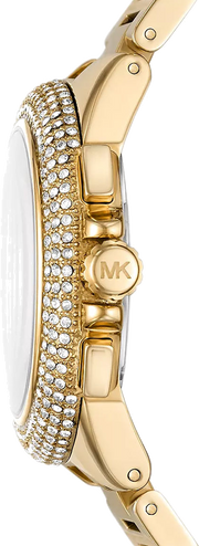 Michael Kors Camille Chronograph White Dial Gold Steel Strap Watch For Women - MK6994