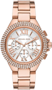 Michael Kors Camille Chronograph White Dial Rose Gold Steel Strap Watch For Women - MK6995