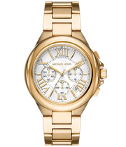 Michael Kors Camille Chronograph White Dial Gold Steel Strap Watch For Women - MK7270
