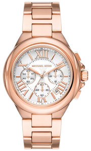 Michael Kors Camille Chronograph White Dial Rose Gold Steel Strap Watch For Women - MK7271