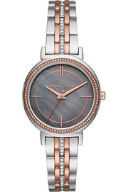 Michael Kors Cinthia Mother of Pearl Grey Dial Two Tone Steel Strap Watch for Women - MK3642