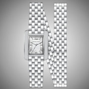 Michael Kors Emery Pave Double Wrap White Dial Silver Steel Strap Watch for Women - MK4834