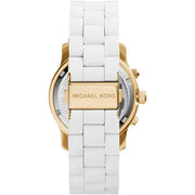 Michael Kors Runway Chronograph White Dial White Steel Strap Watch for Women - MK5145