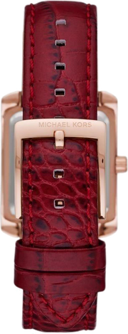 Michael Kors Emery Quartz Diamonds Silver Dial Red Leather Strap Watch For Women - MK4689