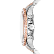 Michael Kors Everest Chronograph White Dial Two Tone Steel Strap Watch For Women - MK7214