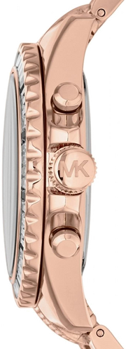 Michael Kors Everest Chronograph Black Dial Rose Gold Steel Strap Watch For Women - MK5875