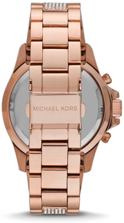 Michael Kors Everest Chronograph Black Dial Rose Gold Steel Strap Watch For Women - MK5875