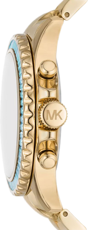 Michael Kors Everest Chronograph Gold Dial Gold Steel Strap Watch For Women - MK7210
