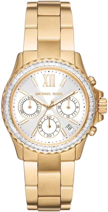 Michael Kors Everest Chronograph White Dial Gold Steel Strap Watch For Women - MK7212