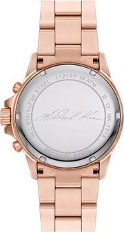 Michael Kors Everest Chronograph Silver Dial Rose Gold Steel Strap Watch For Women - MK7213