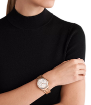 Michael Kors Everest Chronograph Silver Dial Rose Gold Steel Strap Watch For Women - MK7213