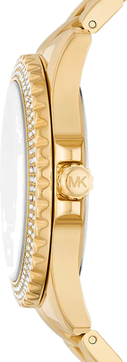 Michael Kors Everest Three Hand Mother of Pearl White Dial Gold Steel Strap Watch For Women - MK7401
