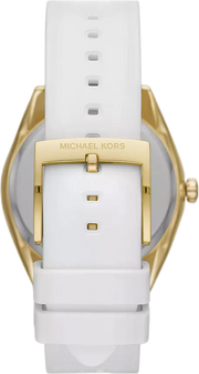 Michael Kors Janelle Three Hand Silver Dial White Rubber Strap Watch For Women - MK7141