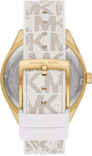 Michael Kors Jessa Multifunction Gold Dial White Leather Strap Watch For Women - MK7204