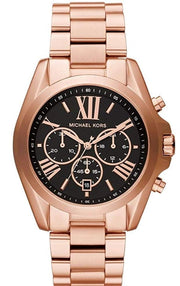 Michael Kors Bradshaw Black Dial Rose Gold Steel Strap Watch for Women - MK5854