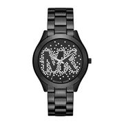 Michael Kors Slim Runway Black Dial Black Steel Strap Watch for Women - MK3589