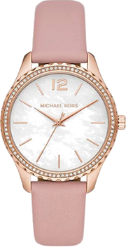 Michael Kors Layton Three-Hand White Dial Pink Leather Strap Watch for Women - MK2909