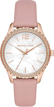 Michael Kors Layton Three-Hand White Dial Pink Leather Strap Watch for Women - MK2909