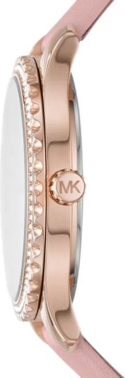 Michael Kors Layton Three-Hand White Dial Pink Leather Strap Watch for Women - MK2909
