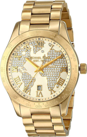 Michael Kors Layton Chronograph Gold Dial Gold Steel Strap Watch for Women - MK5959