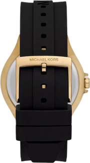 Michael Kors Lennox Three Hand Crystals Silver Dial Black Silicone Strap Watch For Women - MK7247