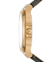 Michael Kors Lennox Three Hand Black Dial Black Leather Strap Watch For Women - MK7307